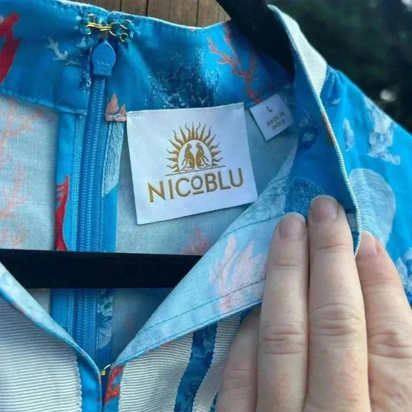Nicoblu Blue Coral kaftan tunic dress size Large - Picture 4 of 5